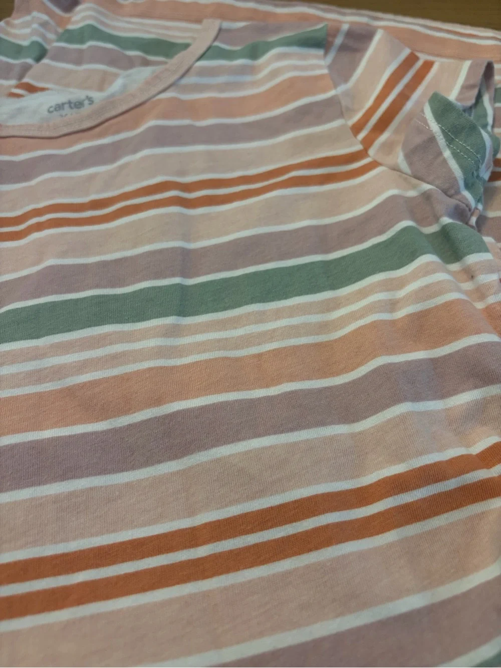 3 for $12 Carter's Peach, Green & White Striped Short Sleeve Dress